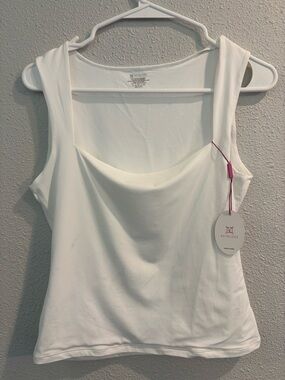 Women's White Sleeveless Cowl Neck Tank
